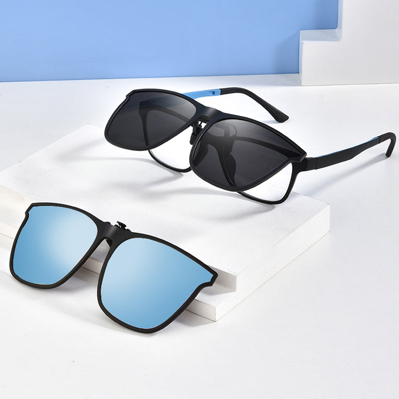 Polarising sunglasses clip for glasses wearers – buy 1, get 1 free – Felix-Blue-Nora Luxe