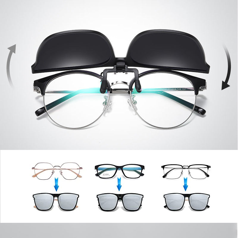 Polarising sunglasses clip for glasses wearers – buy 1, get 1 free – Felix-Blue-Nora Luxe