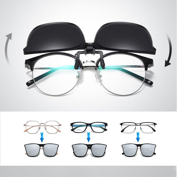 Polarising sunglasses clip for glasses wearers – buy 1, get 1 free – Felix-Blue-Nora Luxe