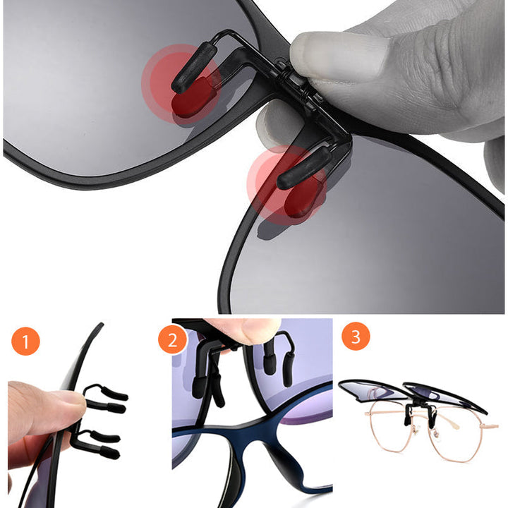 Polarising sunglasses clip for glasses wearers – buy 1, get 1 free – Felix-Blue-Nora Luxe