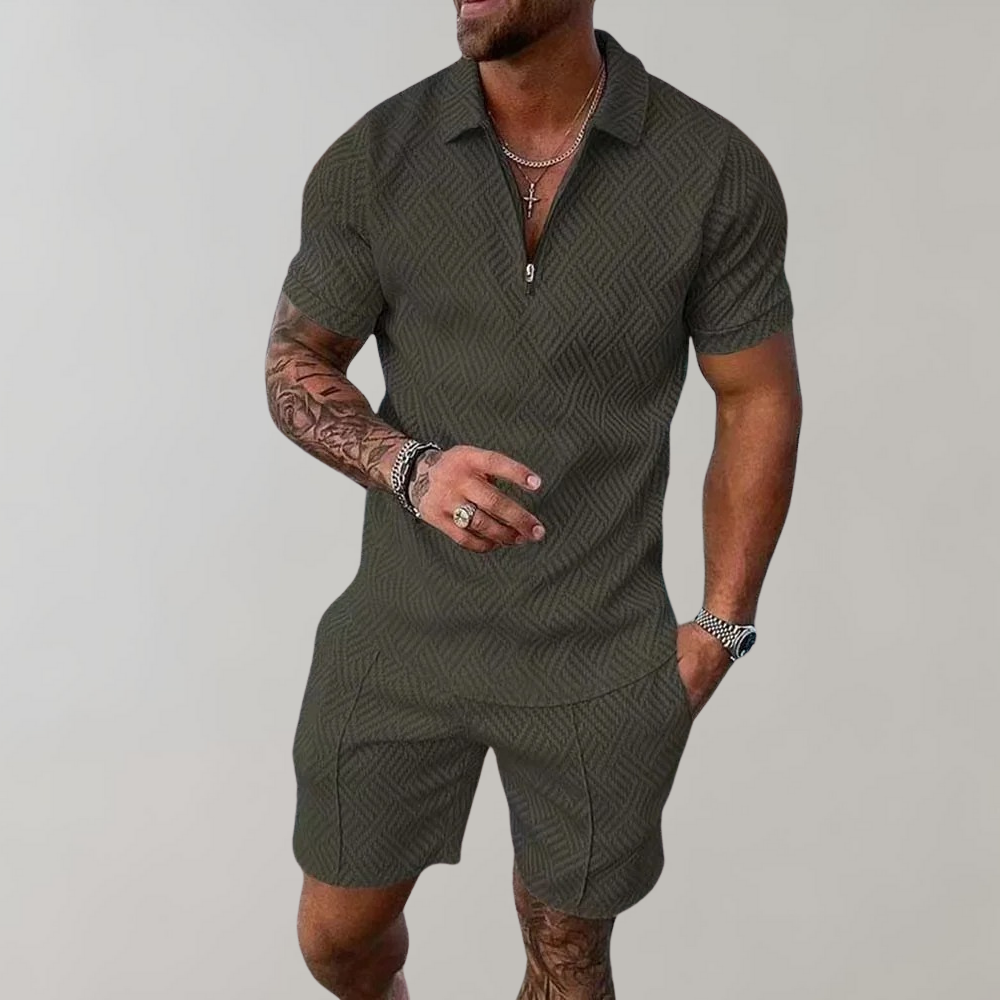 Polo and Shorts Summer Outfit for Men - Rafael-Green-S-Nora Luxe