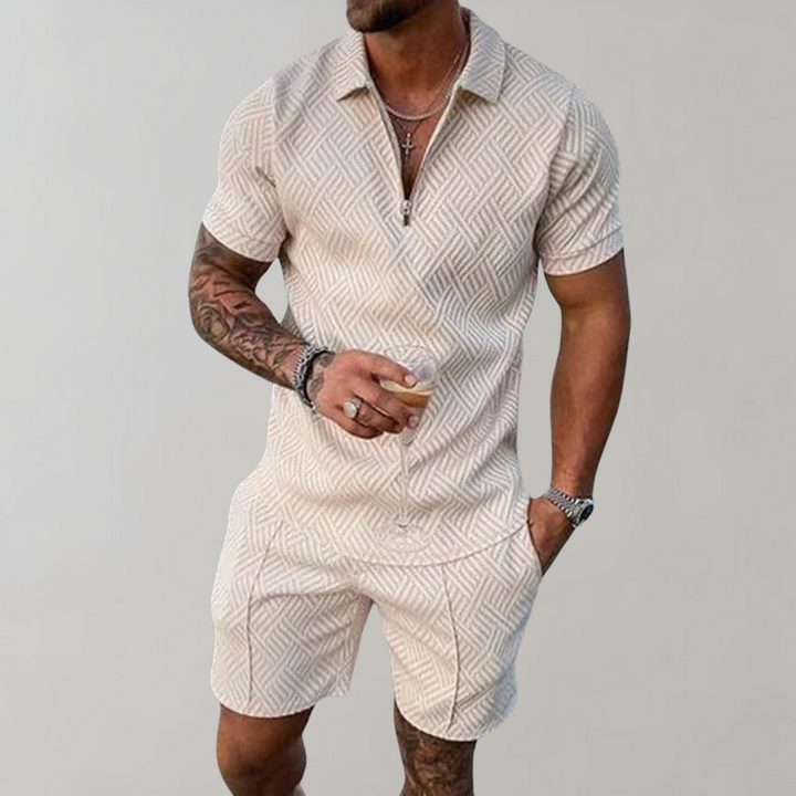 Polo and Shorts Summer Outfit for Men - Rafael-Khaki-S-Nora Luxe
