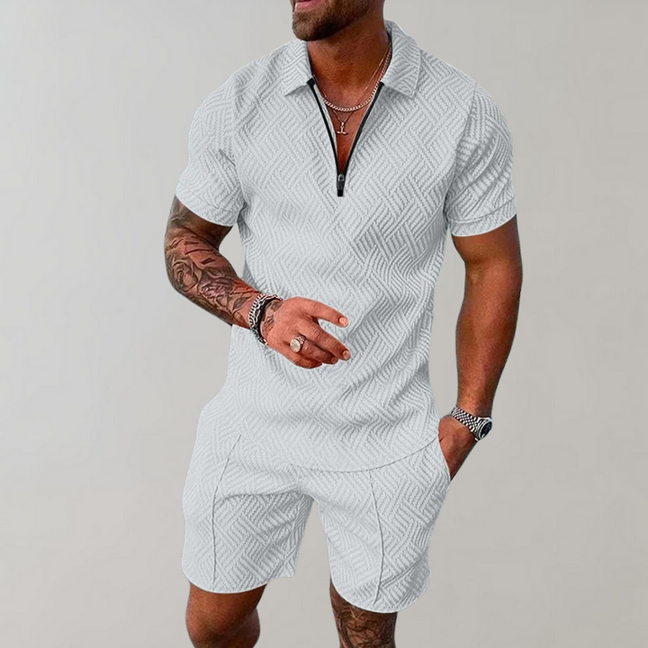 Polo and Shorts Summer Outfit for Men - Rafael-White-S-Nora Luxe