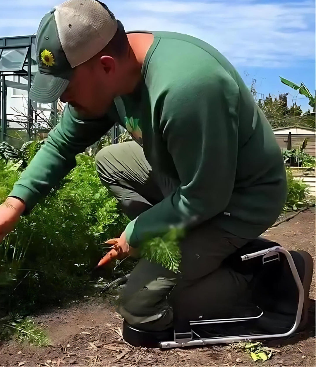 Portable Garden Kneeler and Stool - GardenEase Duo-Black-Nora Luxe
