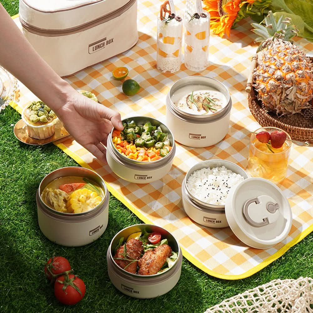 Portable Insulated Meal Container Set - LunchMate-White-2 dozen + bag + FREE cutlery set-Nora Luxe