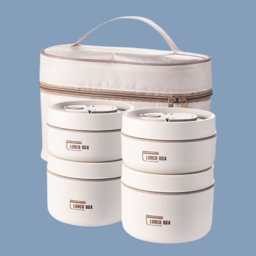Portable Insulated Meal Container Set - LunchMate-White-4-Dozen + Bag + FREE cutlery set-Nora Luxe