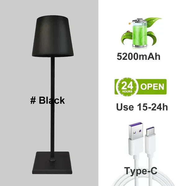Portable Modern Aluminium Dimmable Table Lamp - LumiNova-Black-Nora Luxe
