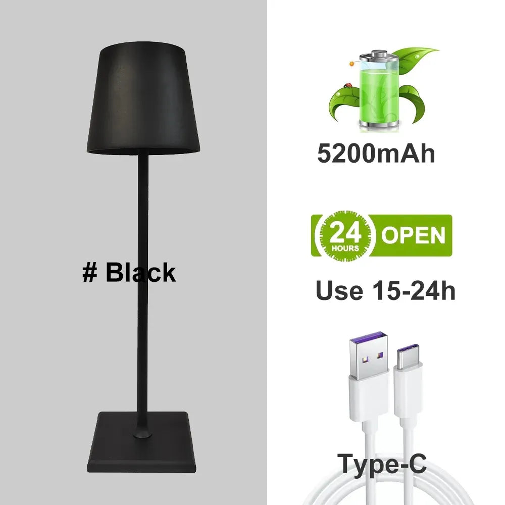 Portable Modern Aluminium Dimmable Table Lamp - LumiNova-Black-Nora Luxe