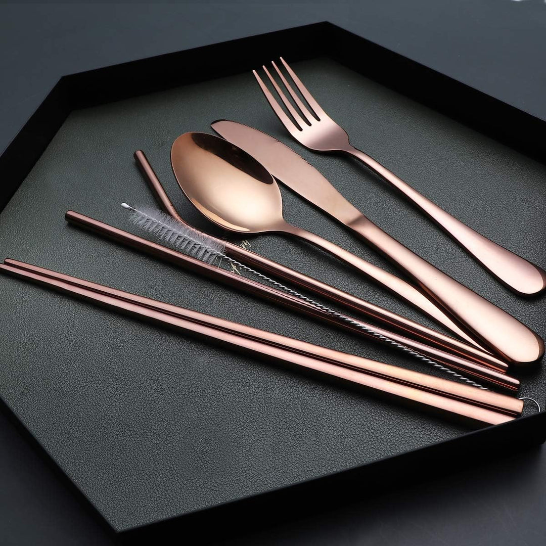 Portable Stainless Steel Cutlery Set - Travel Essential!-Black-Nora Luxe