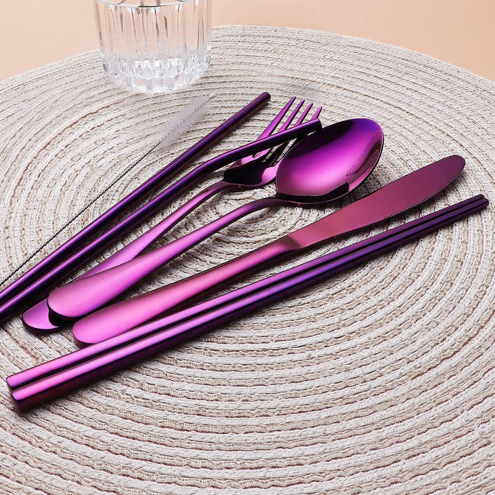 Portable Stainless Steel Cutlery Set - Travel Essential!-Black-Nora Luxe