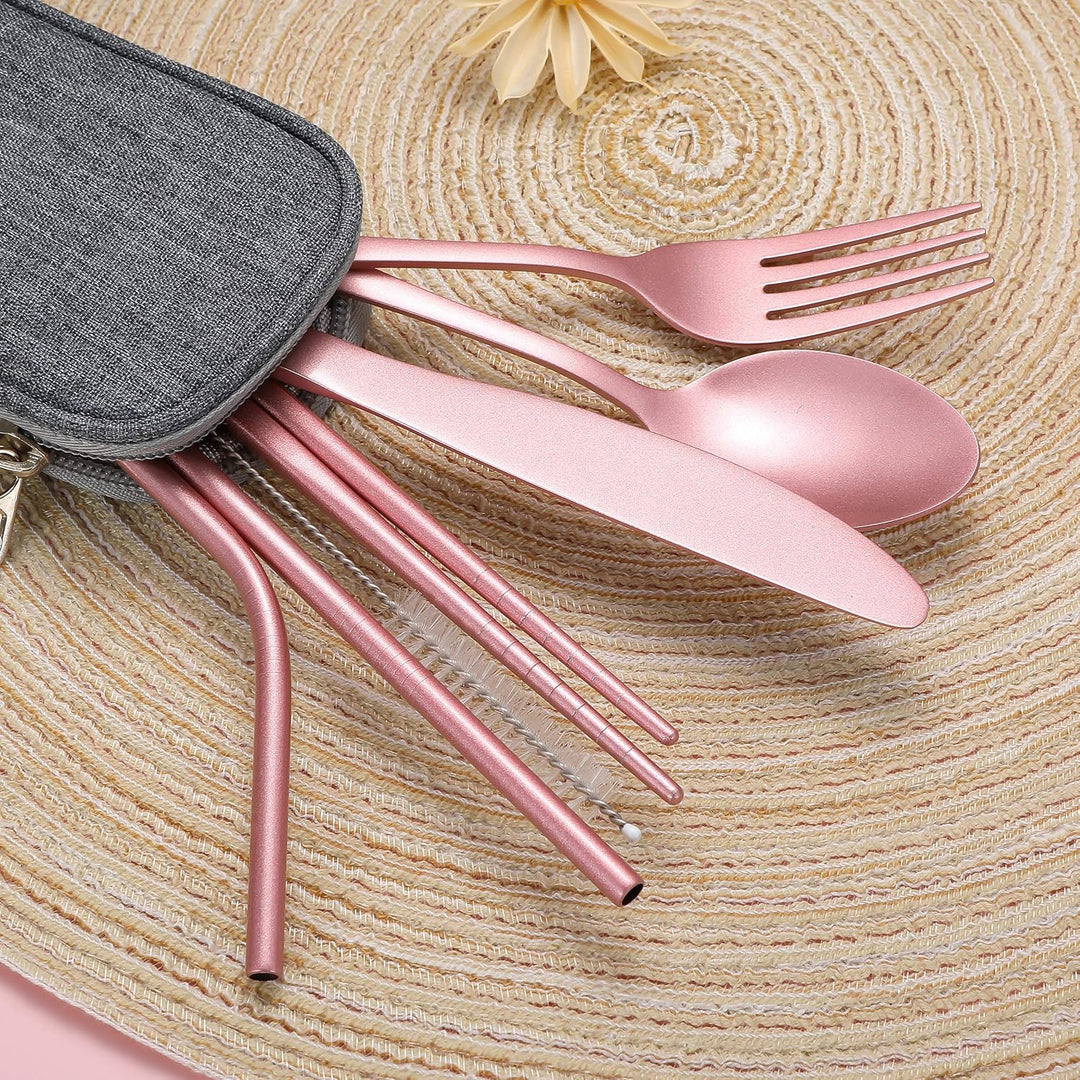 Portable Stainless Steel Cutlery Set - Travel Essential!-Black-Nora Luxe