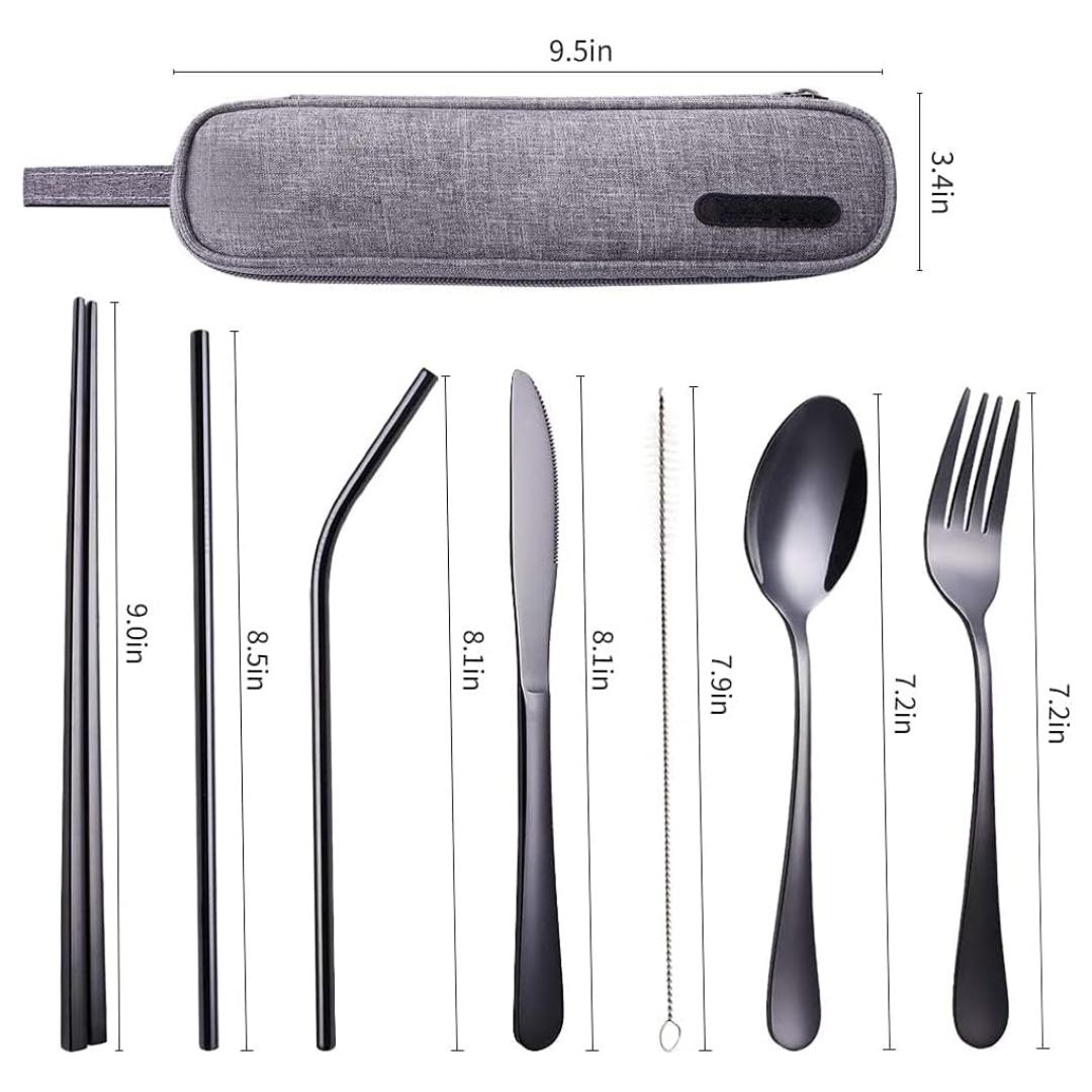 Portable Stainless Steel Cutlery Set - Travel Essential!-Black-Nora Luxe