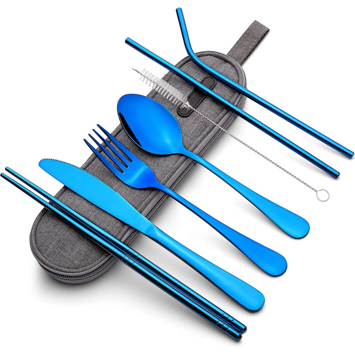 Portable Stainless Steel Cutlery Set - Travel Essential!-Blue-Nora Luxe