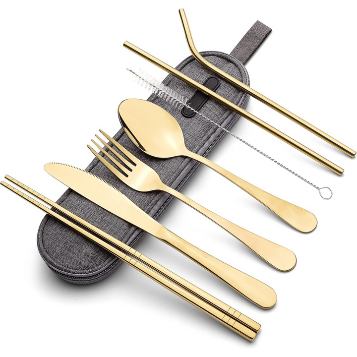 Portable Stainless Steel Cutlery Set - Travel Essential!-Gold-Nora Luxe
