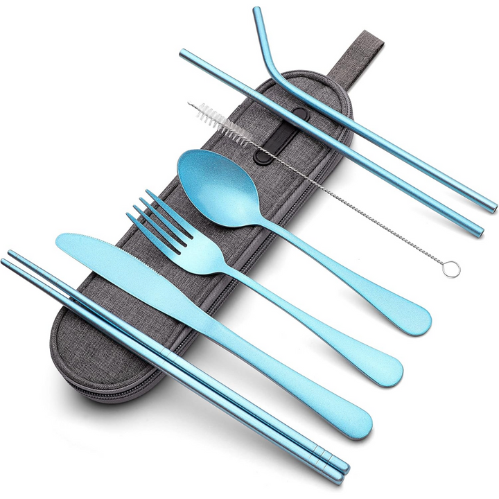 Portable Stainless Steel Cutlery Set - Travel Essential!-Light blue-Nora Luxe