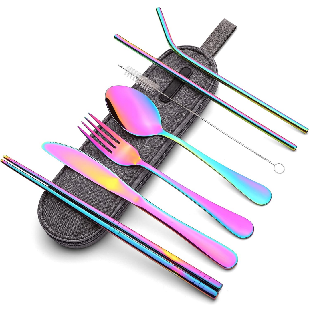 Portable Stainless Steel Cutlery Set - Travel Essential!-Rainbow-Nora Luxe