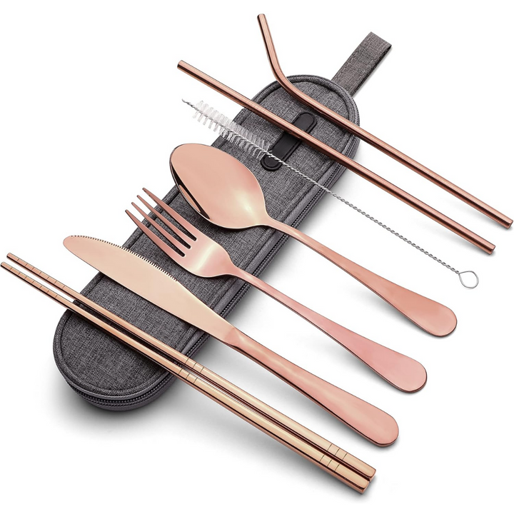 Portable Stainless Steel Cutlery Set - Travel Essential!-Rose gold-Nora Luxe
