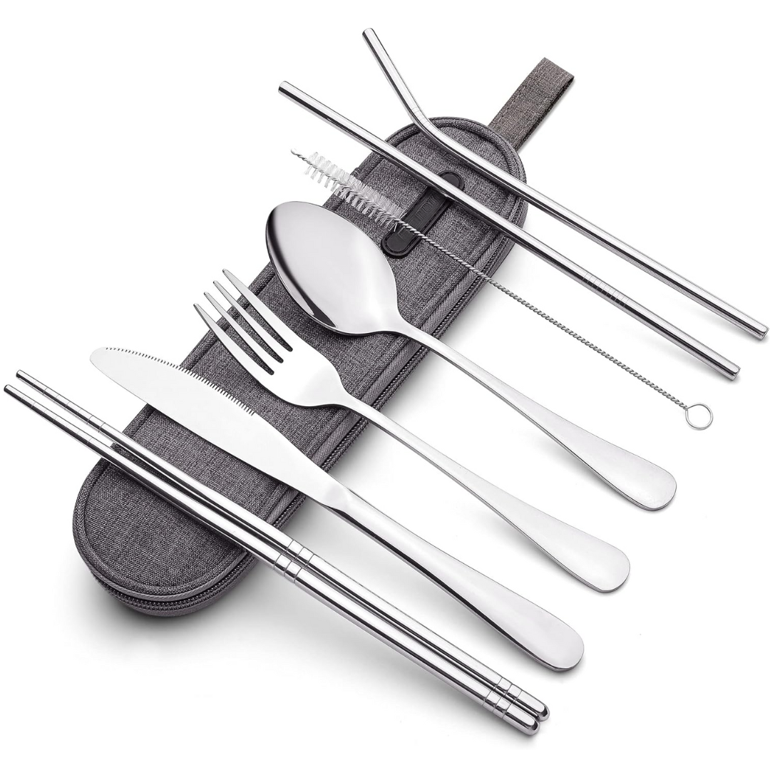 Portable Stainless Steel Cutlery Set - Travel Essential!-Silver-Nora Luxe