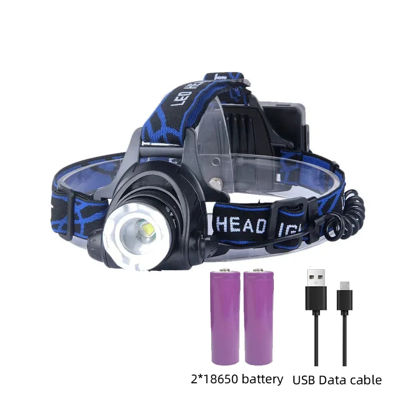 POWERFUL WATERPROOF LED HEADLAMP WITH ZOOM & RECHARGEABLE BATTERY FOR OUTDOOR ACTIVITIES-Nora Luxe