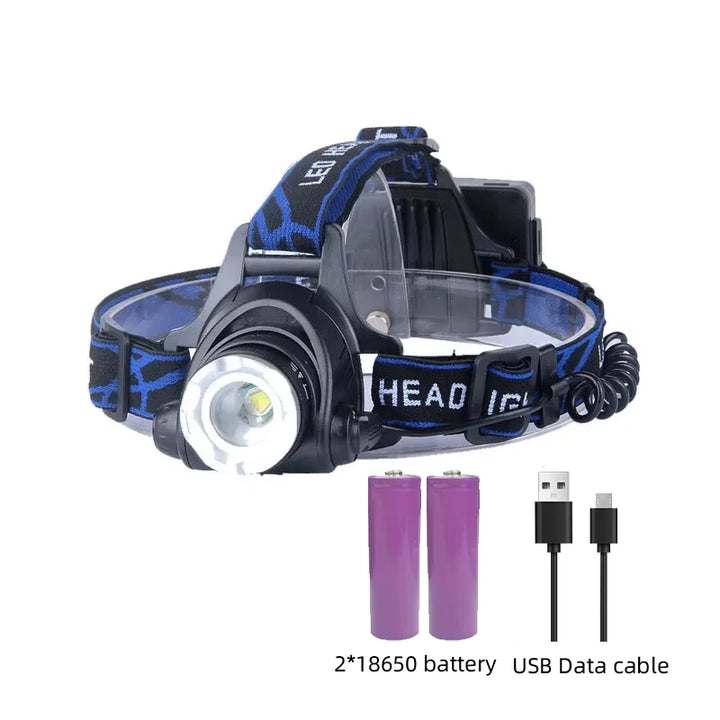 POWERFUL WATERPROOF LED HEADLAMP WITH ZOOM & RECHARGEABLE BATTERY FOR OUTDOOR ACTIVITIES-Nora Luxe