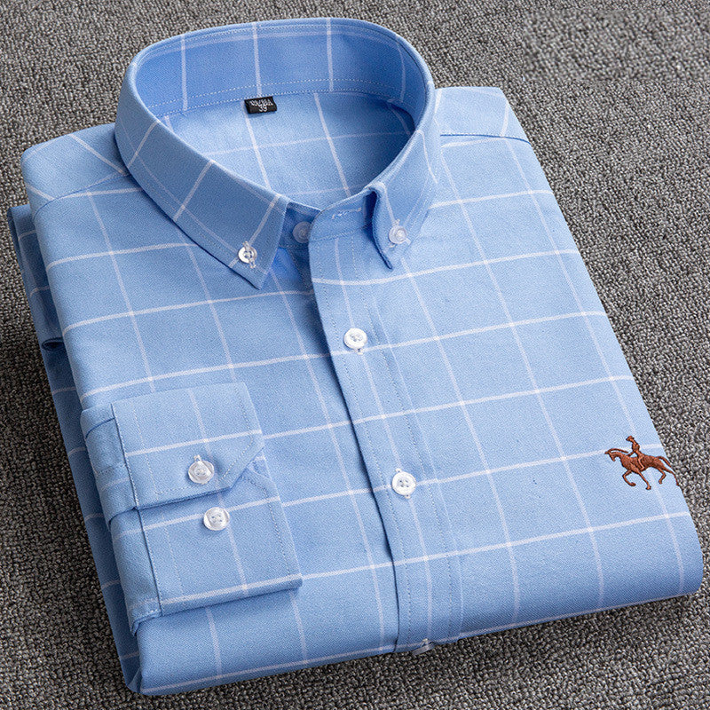 Premium Cotton Shirt - Hugo-Light Blue Checkered-40 / ~M-Nora Luxe