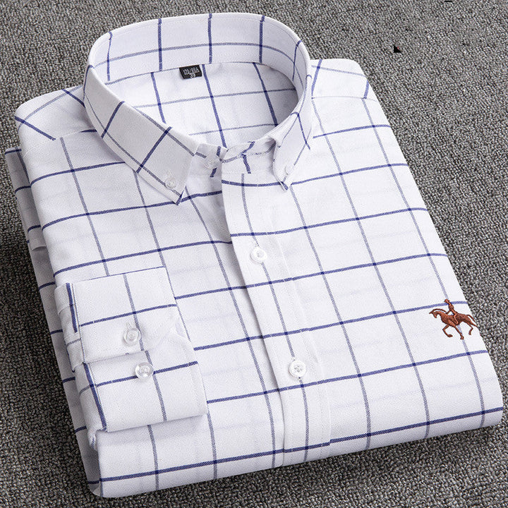 Premium Cotton Shirt - Hugo-White Checkered-40 / ~M-Nora Luxe
