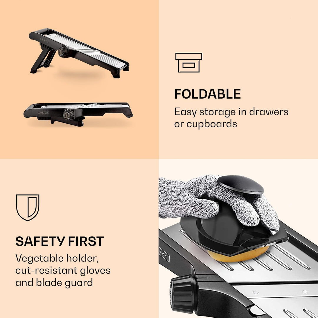 Premium food slicer with cut-resistant gloves-Adjustable Mandoline-Nora Luxe
