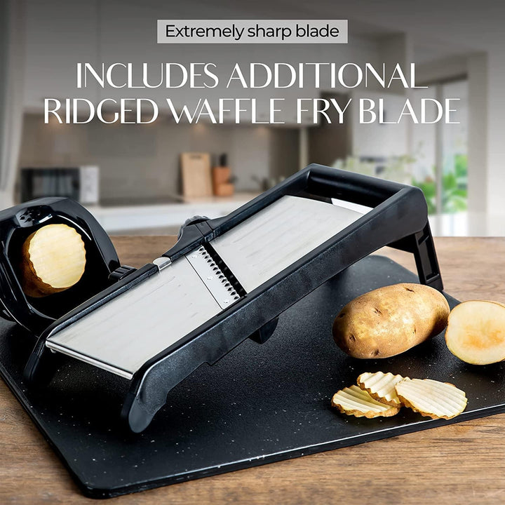 Premium food slicer with cut-resistant gloves-Adjustable Mandoline-Nora Luxe