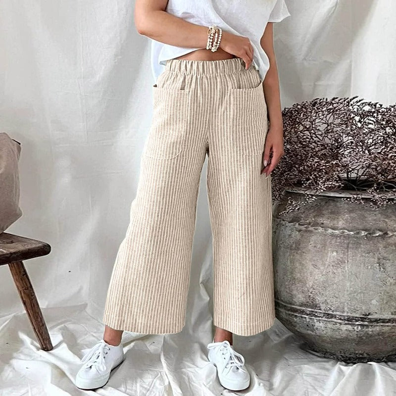 Premium Linen Trousers for Women - Sophia-Beige-S-Nora Luxe