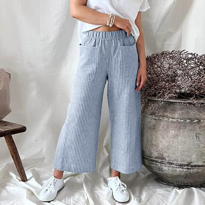 Premium Linen Trousers for Women - Sophia-Blue-S-Nora Luxe