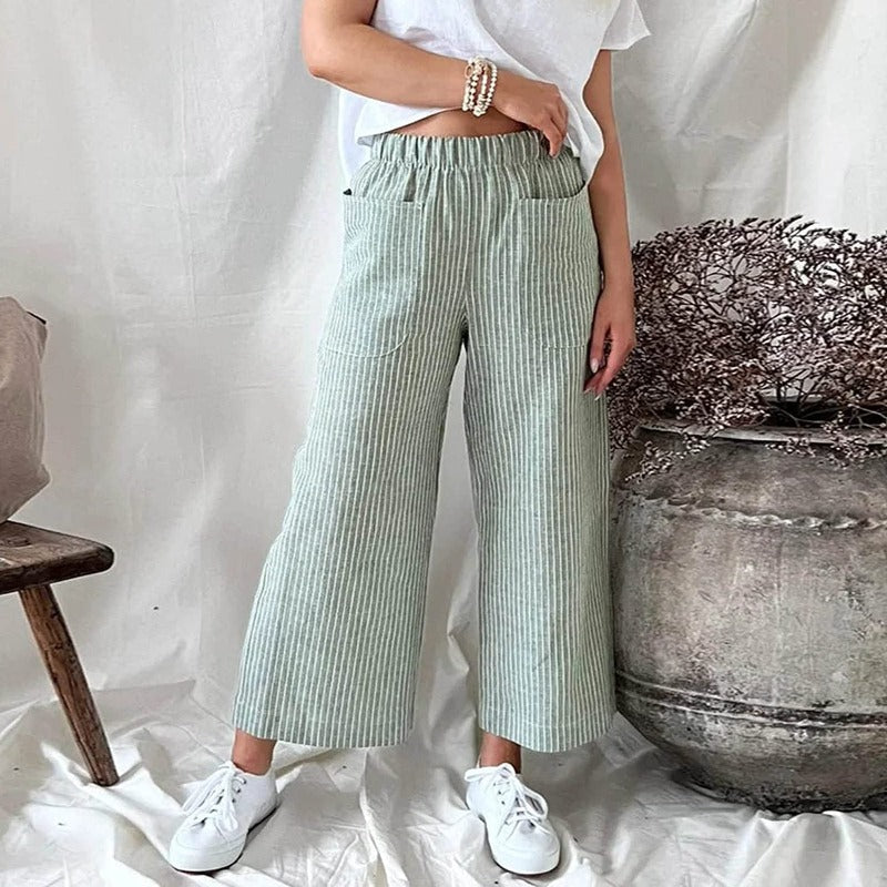 Premium Linen Trousers for Women - Sophia-Green-S-Nora Luxe