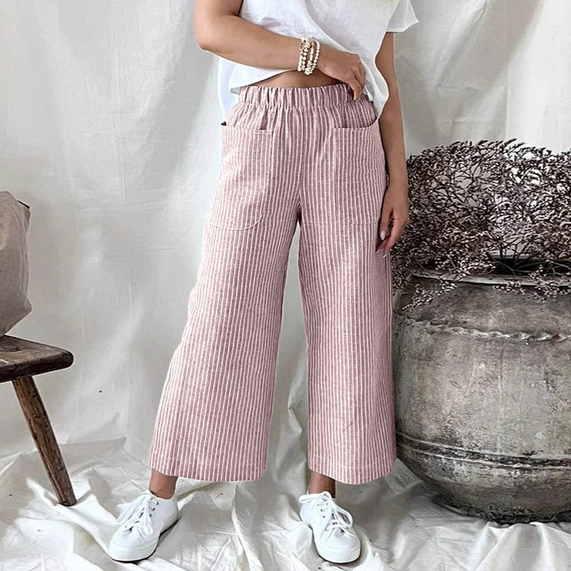 Premium Linen Trousers for Women - Sophia-Pink-S-Nora Luxe
