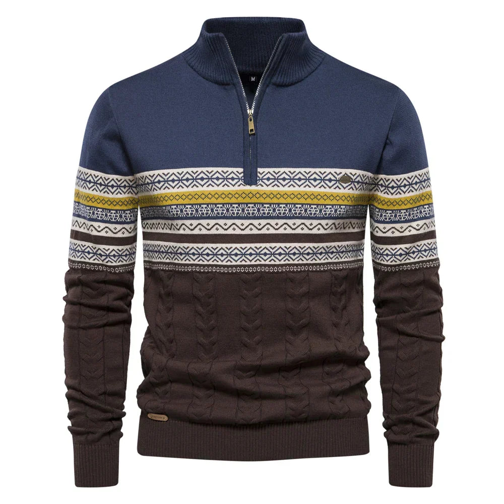 Premium Retro Pattern Sweater - Leo-Light Blue-S-Nora Luxe
