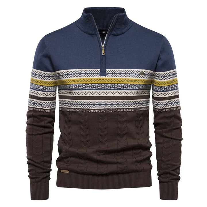 Premium Retro Pattern Sweater - Leo-Light Blue-S-Nora Luxe