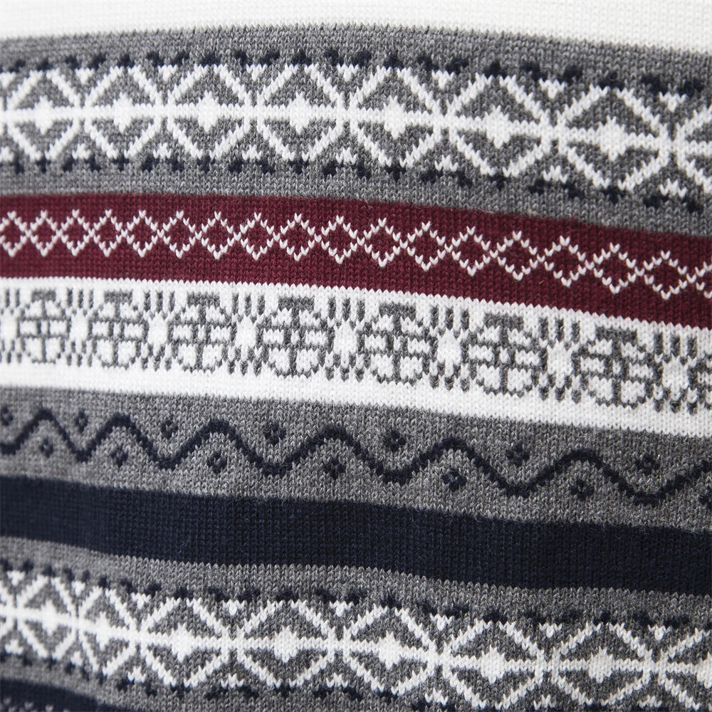 Premium Retro Pattern Sweater - Leo-White-S-Nora Luxe