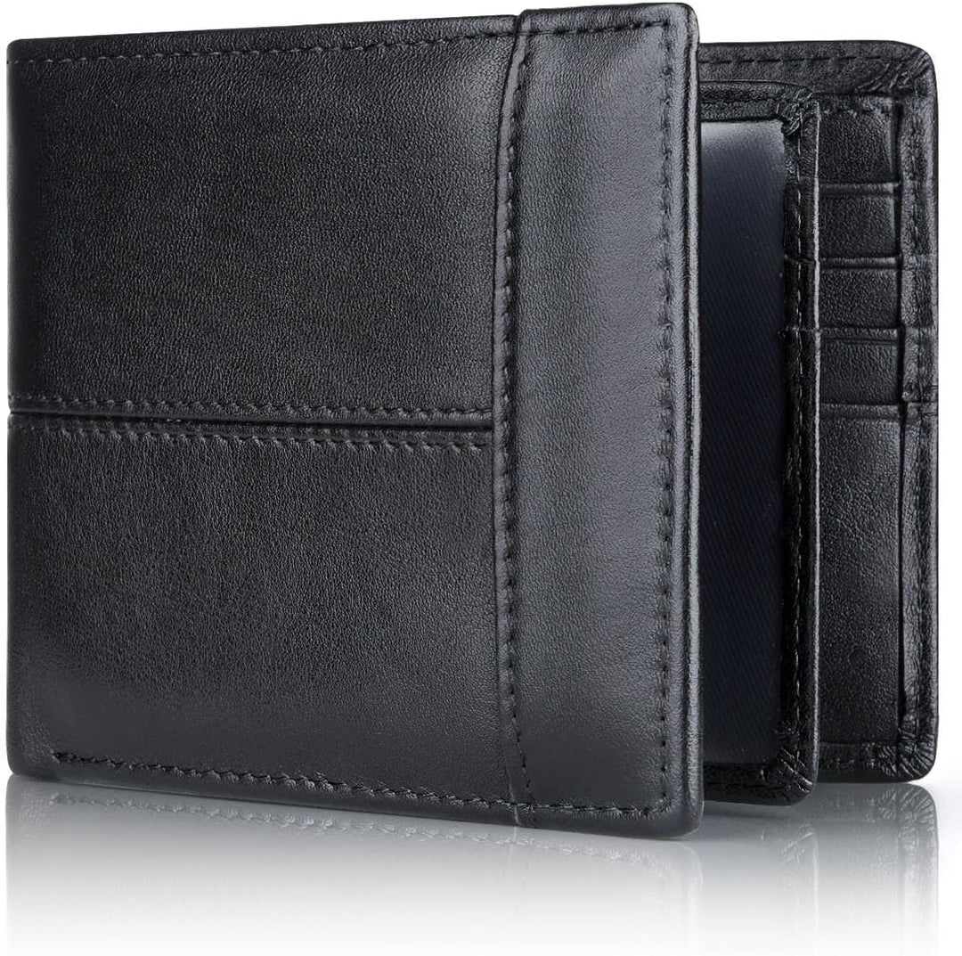 Premium RFID-Blocking Leather Bifold Wallet for Men - SlimArmor-Black-Nora Luxe