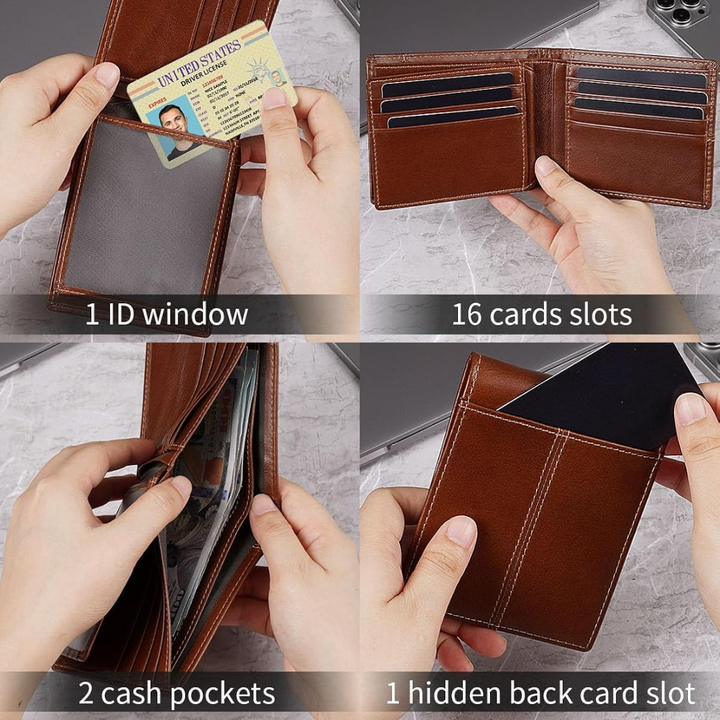 Premium RFID-Blocking Leather Bifold Wallet for Men - SlimArmor-Black-Nora Luxe