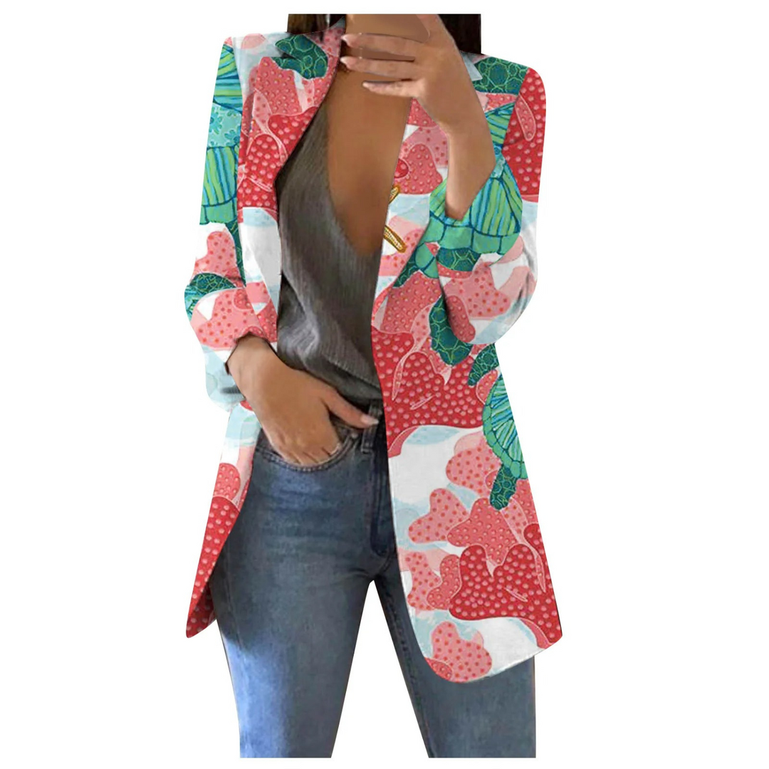Printed Cropped Women's Blazer - Savannah-Pink-S-Nora Luxe