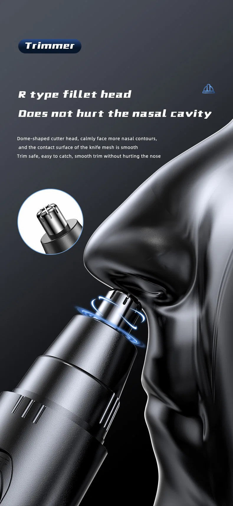 PROFESSIONAL PAINLESS NOSE & EAR HAIR TRIMMER FOR MEN AND WOMEN - RECHARGEABLE-Nora Luxe