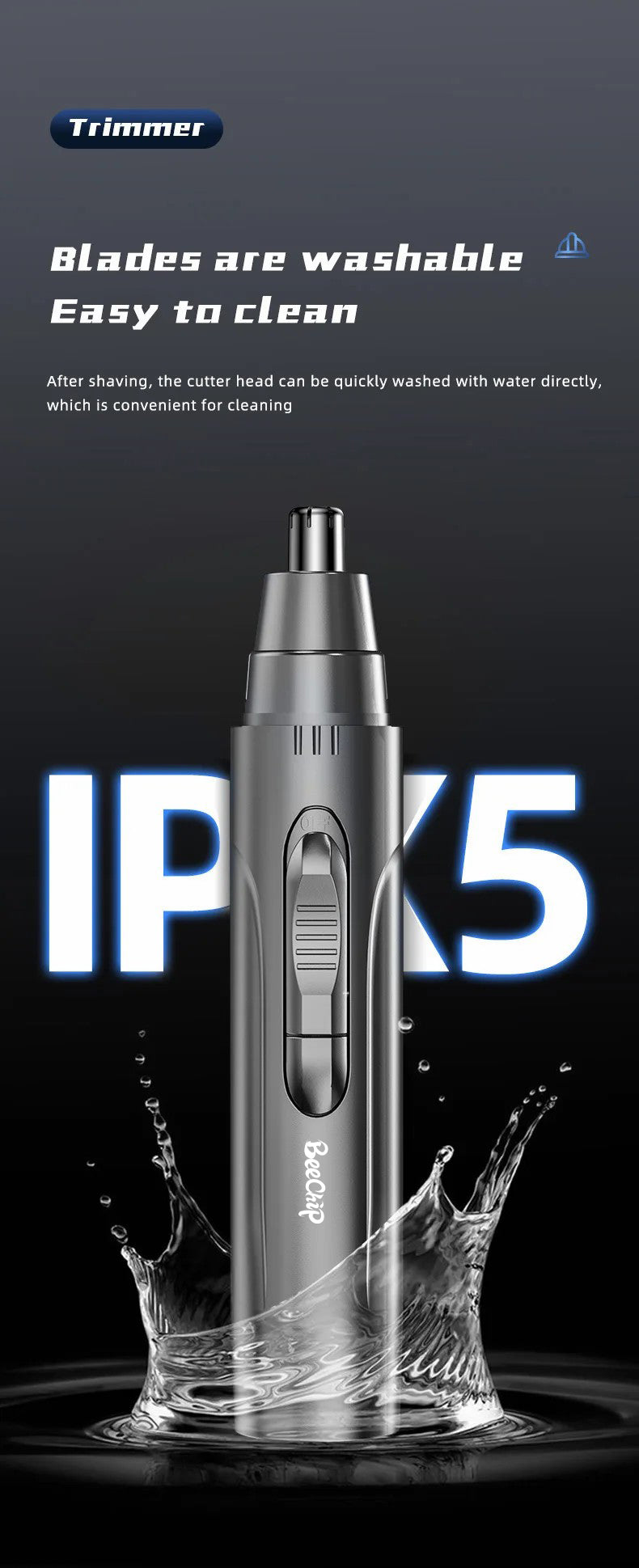 PROFESSIONAL PAINLESS NOSE & EAR HAIR TRIMMER FOR MEN AND WOMEN - RECHARGEABLE-Nora Luxe