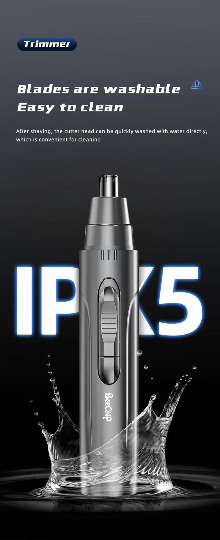 PROFESSIONAL PAINLESS NOSE & EAR HAIR TRIMMER FOR MEN AND WOMEN - RECHARGEABLE-Nora Luxe