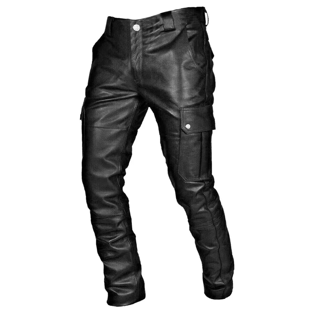PU Leather Biker Trousers for Men - Alex-Black-S-Nora Luxe