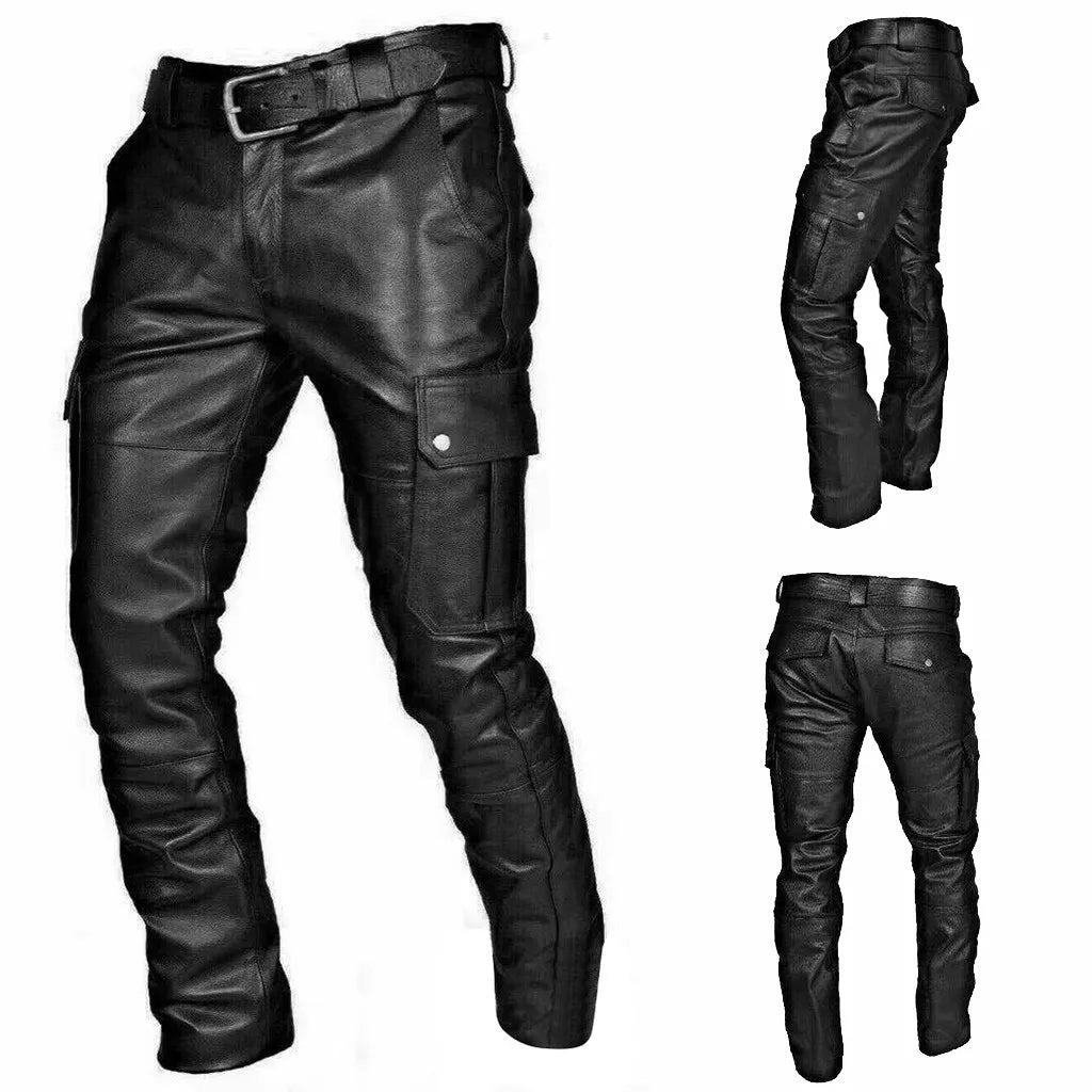 PU Leather Biker Trousers for Men - Alex-Black-S-Nora Luxe