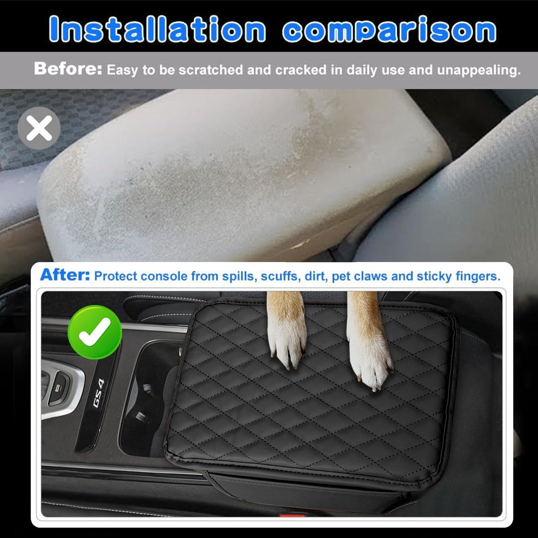 PU Leather Car Armrest Mat-Black-Nora Luxe