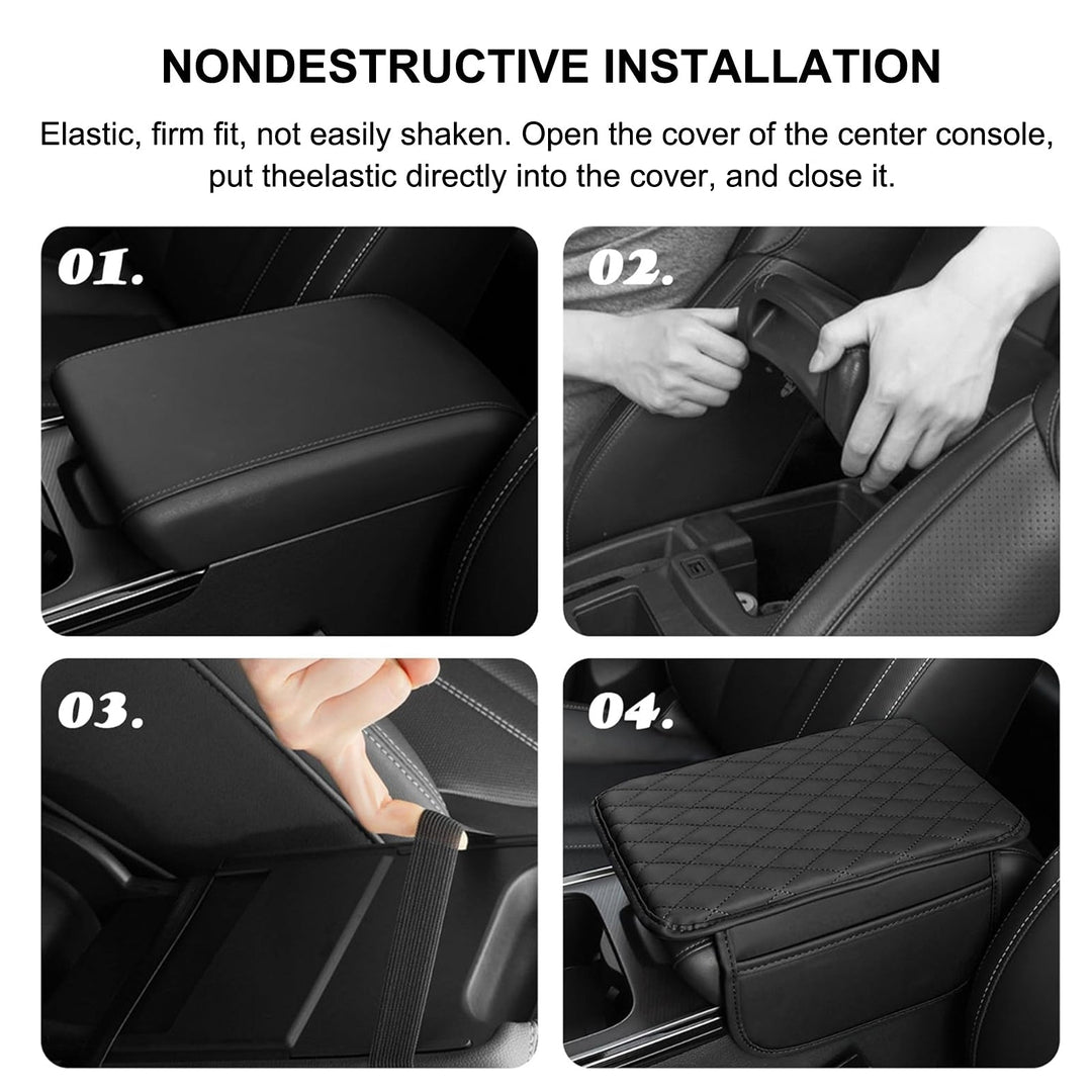 PU Leather Car Armrest Mat-Black-Nora Luxe