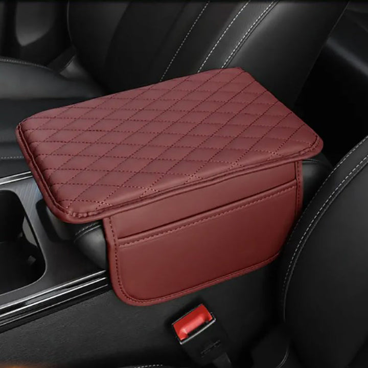 PU Leather Car Armrest Mat-Red-Nora Luxe