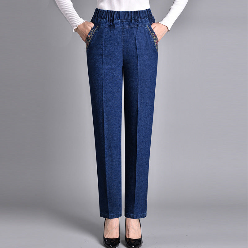 Push-up Jeans - Ella with warm inner lining and perfect fit!-Dark blue (without lining)-XL-Nora Luxe