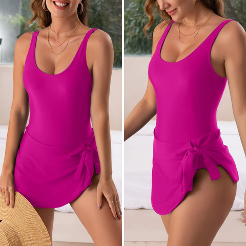 Push-up swimsuit with skirt & body-shaping effect – Nela-Fuchsia Pink-M-Nora Luxe