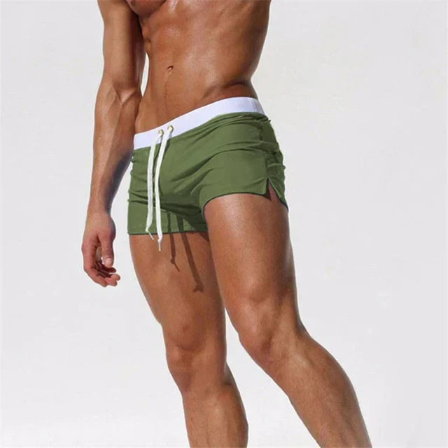 Quick-drying men's swim shorts with pockets – Leano-Olive green-S-Nora Luxe