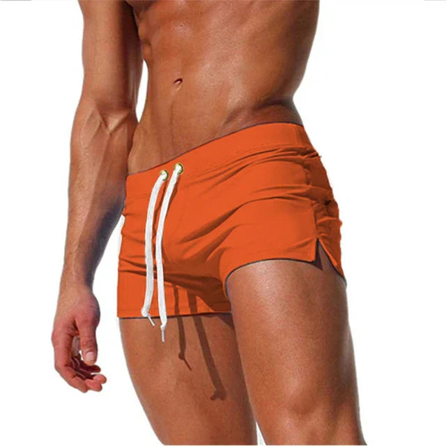 Quick-drying men's swim shorts with pockets – Leano-Orange-S-Nora Luxe